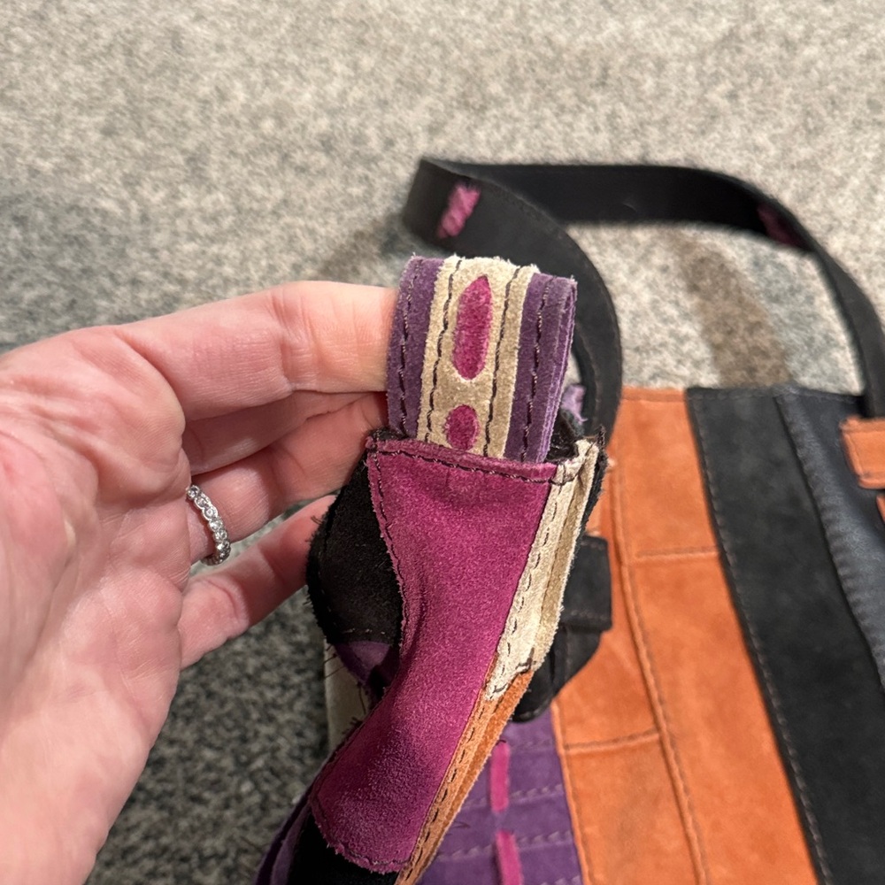 Multicolor Learher Patchwork Tote Bag - Picture 9 of 12